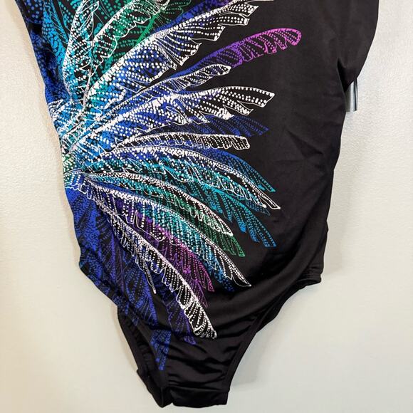 Swim Solutions Women's Black Firework Pull On One-Piece Swimsuit Size 14 NWT - Picture 10 of 11